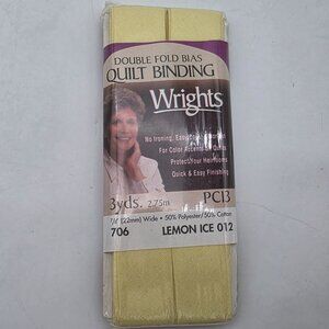 Wrights Double Fold Bias Quilt Binding 3 Yds Lemon Ice 50% Polyester 50% Cotton